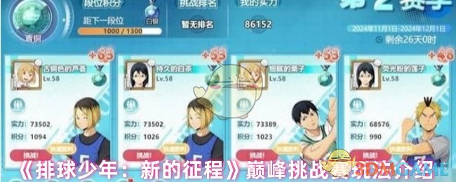 《排球少年：新的征程》巅峰挑战赛全攻略：排名、奖励与策略解析