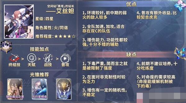 崩坏星穹铁道开荒角色推荐：停云、阿兰、虎克和艾丝妲