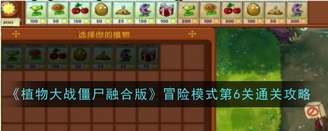 《植物大战僵尸融合版》冒险模式第六关通关攻略：植物搭配与布局详解