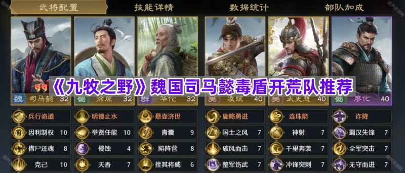 九牧之野魏国开荒司马懿毒盾队玩法详解