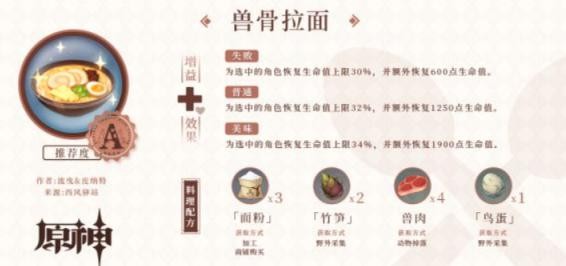 原神兽骨拉面制作教程：材料获取与效果详解