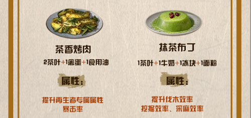 明日之后茶叶食谱配方全解析