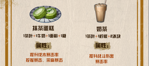 明日之后茶叶食谱配方全解析