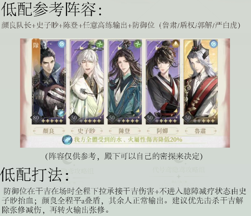 代号鸢桃源臆障30打法攻略:低配与高配阵容搭配及通关技巧